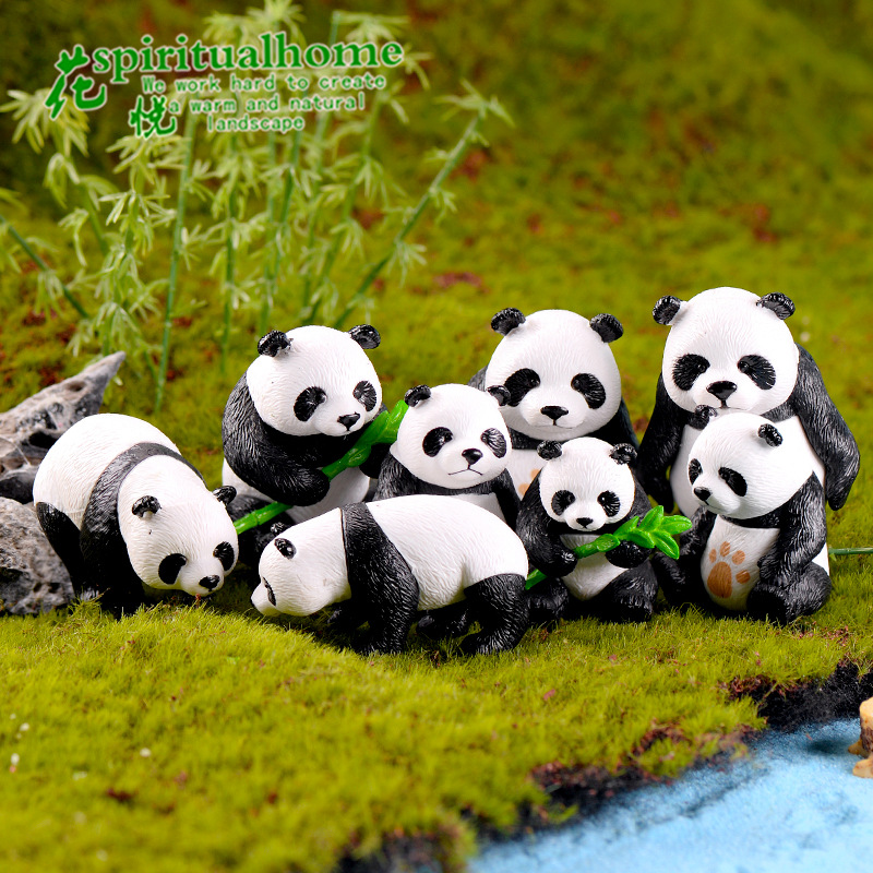 4款大熊猫微景观多肉PVC工艺品蛋糕配件创意家居中式玩偶园艺摆件