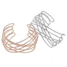 欧美流行时尚C型手镯 多层开口螺纹铁丝玫瑰金手镯亚马逊eBay手环