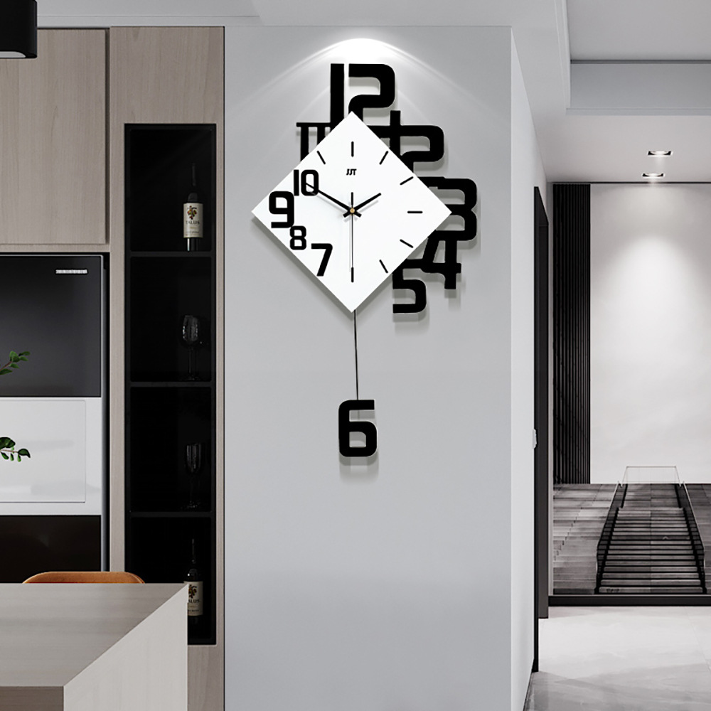 钟表个性数字时钟时尚欧式客厅挂钟木质创意装饰挂表石英爆款外贸