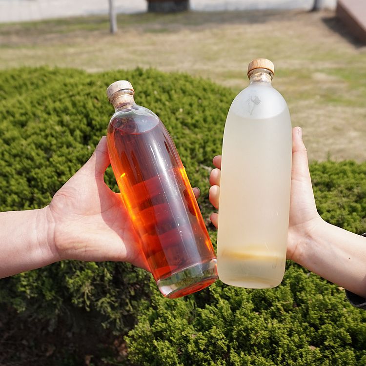 新款500毫升晶白料酒瓶且听风吟玫瑰桃子青梅自酿桂花水果酒瓶