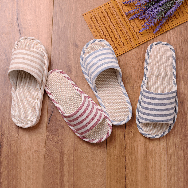 Women's Spring and Autumn Indoor Household Couple Non-Slip Soft Bottom Summer Cotton Linen Fabric Sweat-Absorbent Slippers Men