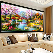 包邮一件代发印花十字绣客厅风景画梦幻家园新款大幅画花园小屋