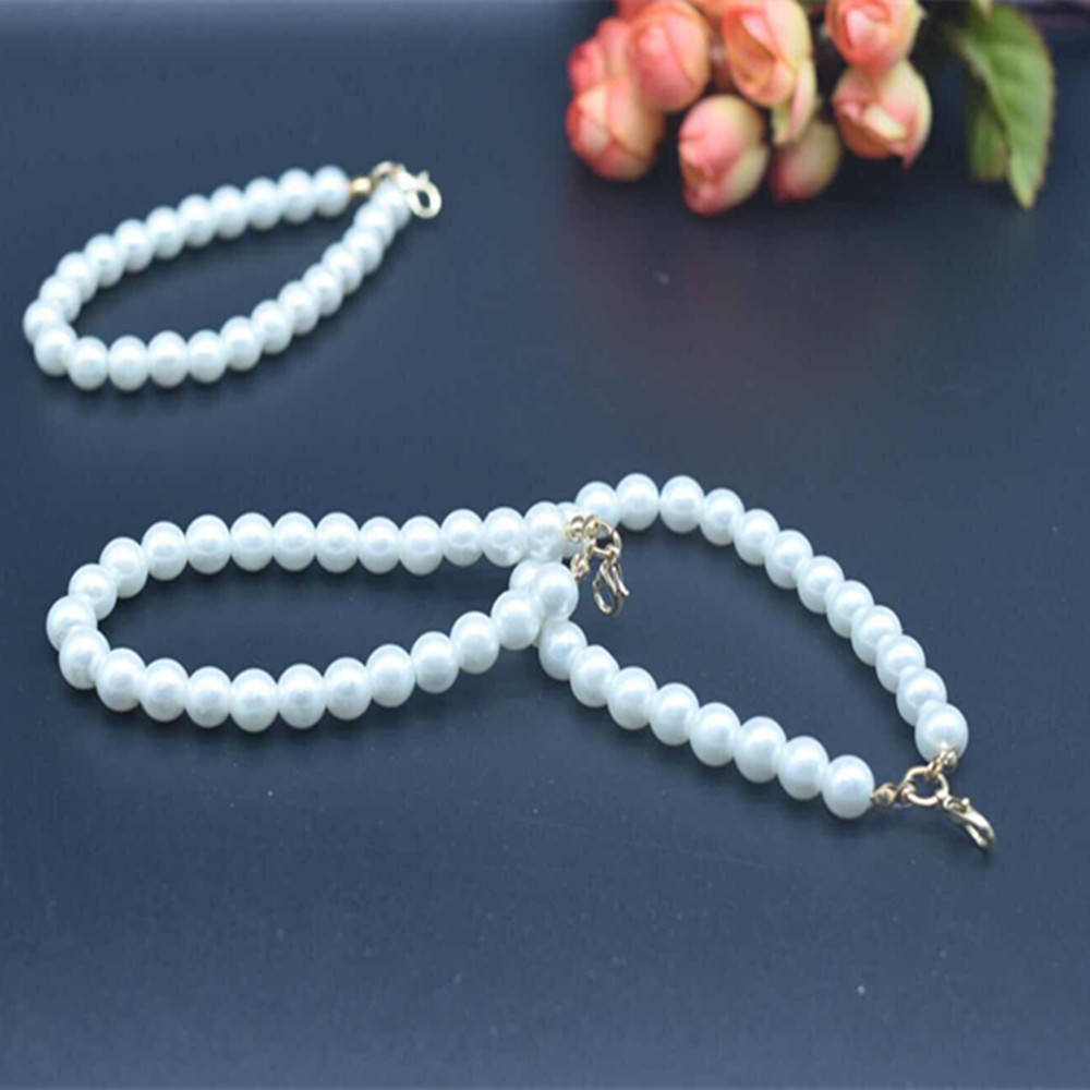 Pearl Ornament Accessories Artificial Glass Pearl DIY Accessories Jade Bracelet Fur Ball Keychain Pendant Gift Small Short Chain