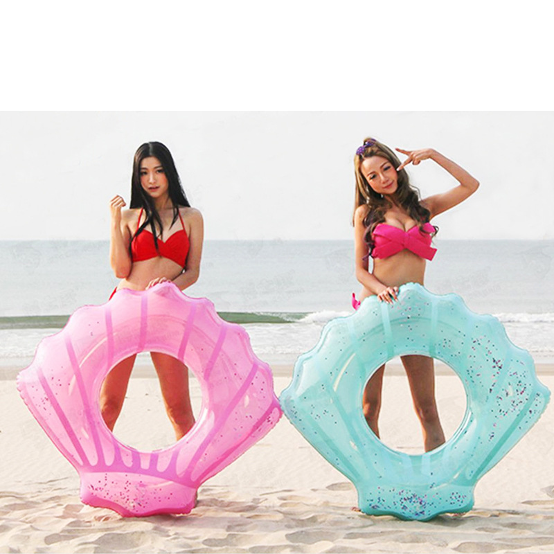 exclusive for cross-border new thickened adult inflatable shell swimming ring life buoy pedestal ring water air-filled shell floating mat