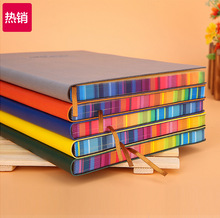 厂家批发a5创意记事本pu笔记本喷彩虹边高颜值纯色本子印ogo