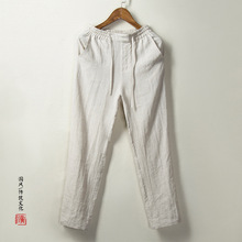 中国风男装棉麻男士休闲裤薄款纯色复古男裤