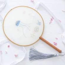 中国风欧式手工刺绣布艺DIY母亲节礼物真丝团扇材料包