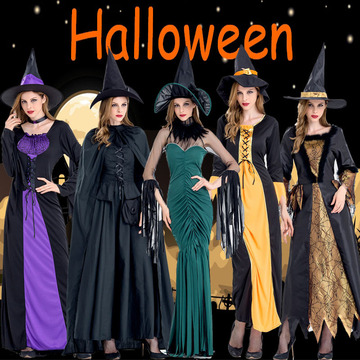 新款万圣节服装 多款女巫 巫婆斗篷 巫女装 欧美鬼节化妆舞会服装