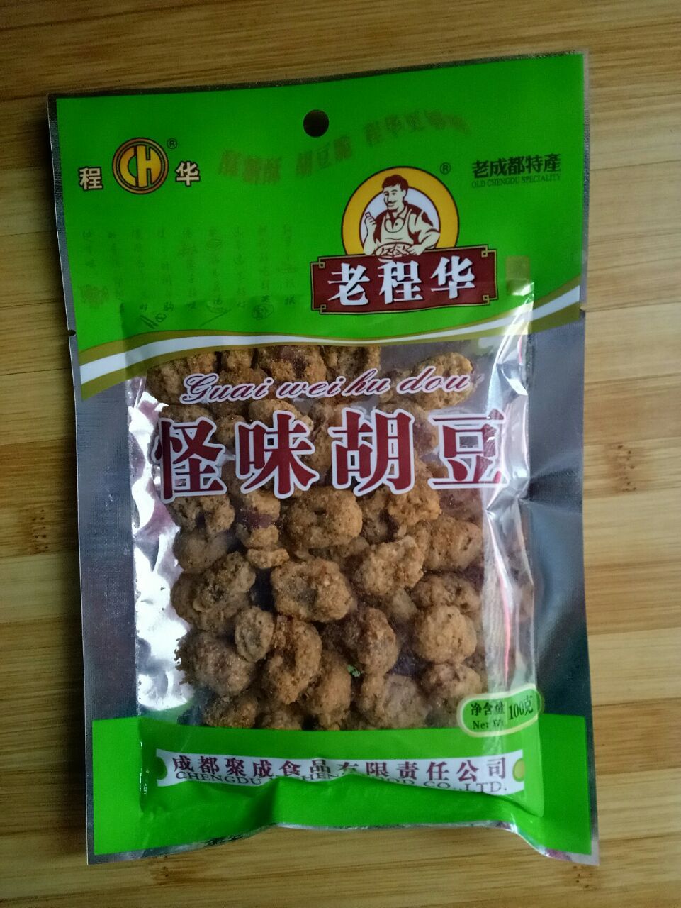 批发四川特产老成都老程华100克怪味胡豆休闲小吃 60袋/箱
