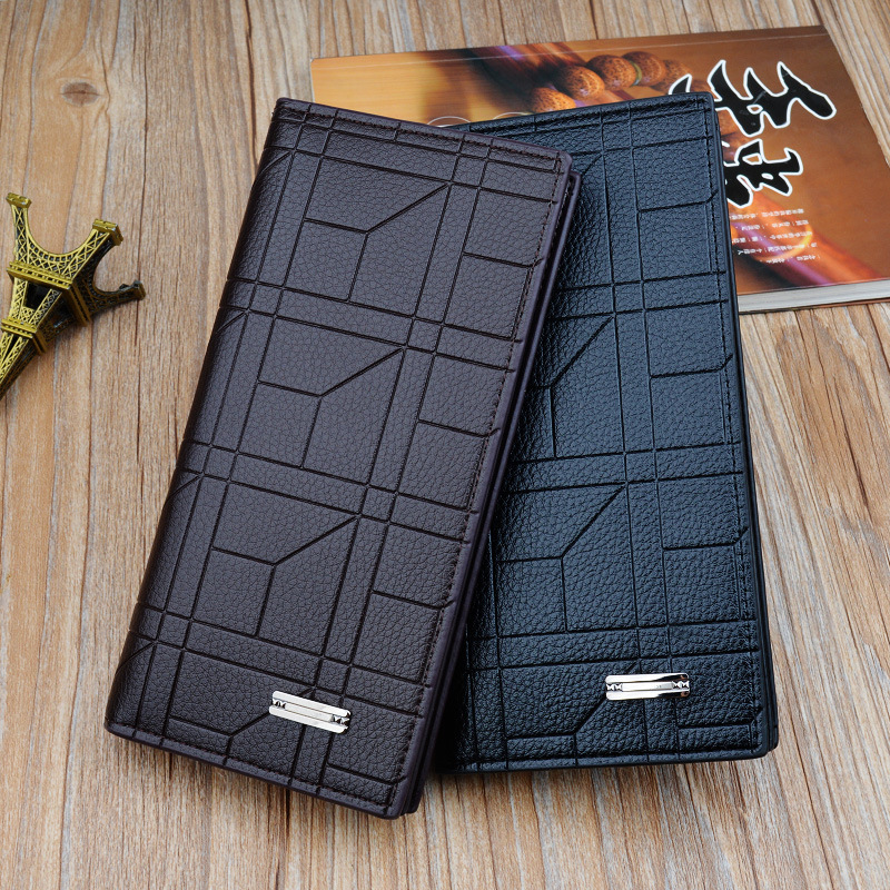 new men‘s wallet men‘s long wallet fashion embossed vertical open suit bag large capacity soft wallet