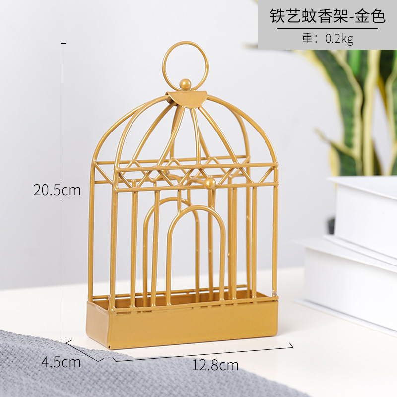 Factory Wholesale European Iron Birdcage Mosquito Incense Holder Creative Hanging Portable Living Room Bedroom Decoration Metal Crafts