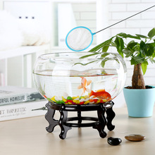 创意透明圆形玻璃小金鱼缸乌龟缸迷你缸办公桌面水培容器中型花瓶