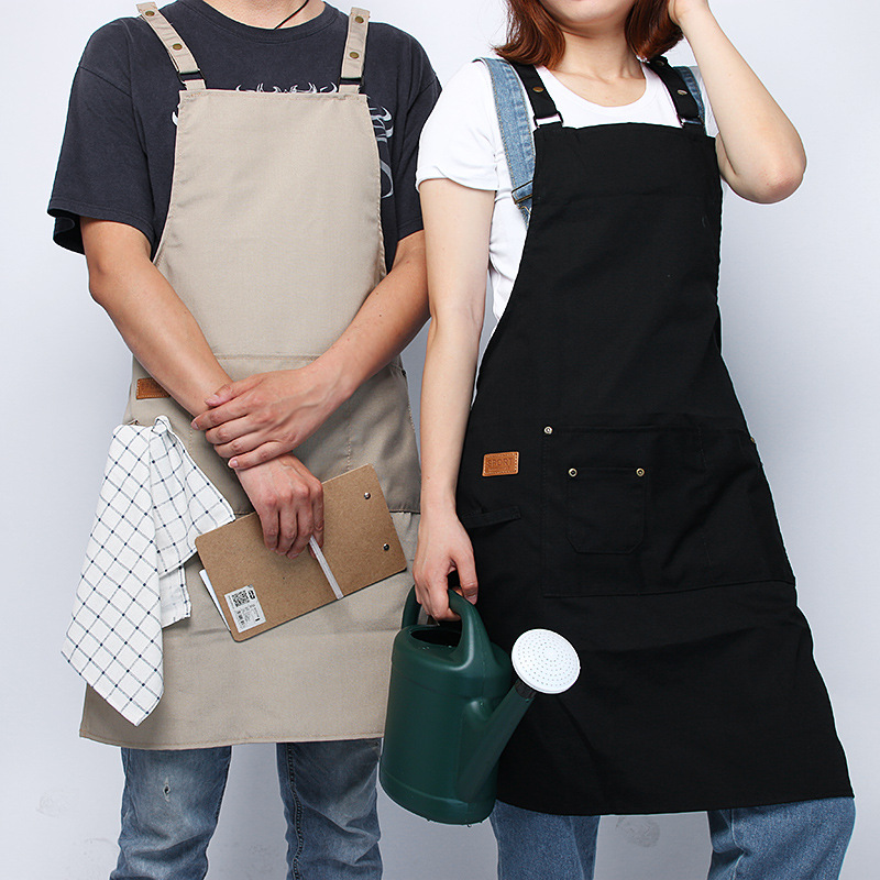 简约美式工装围裙 男女通用均码 咖啡店餐厅工作服 可印制LOGO