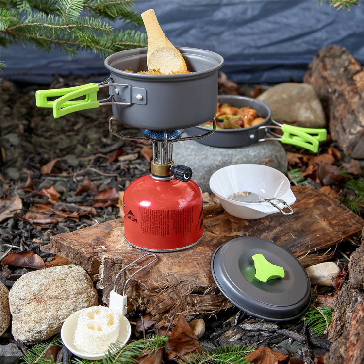 Camping Pot Outdoor Jacketed Kettle Portable Combination Pot Set Picnic Pot Set Backpack Lightweight Pot Set Picnic Cooker