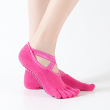厂家批发新款棉袜防滑点胶运动袜瑜伽袜子芭蕾款露背瑜伽袜五指袜