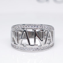 欧美热卖圣诞节礼物Nana 外祖母奶奶戒指 镀18k白金镶钻戒指厂家