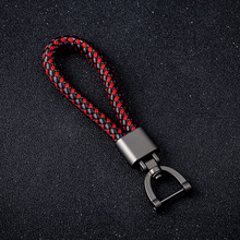 创意编织皮绳钥匙扣 跨境金属汽车钥匙链活动箱包挂扣个性小礼品