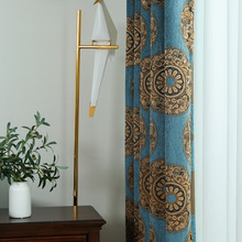 柯桥厂家直供雪尼尔窗帘提花布新中式窗帘面料客厅遮光布料限量