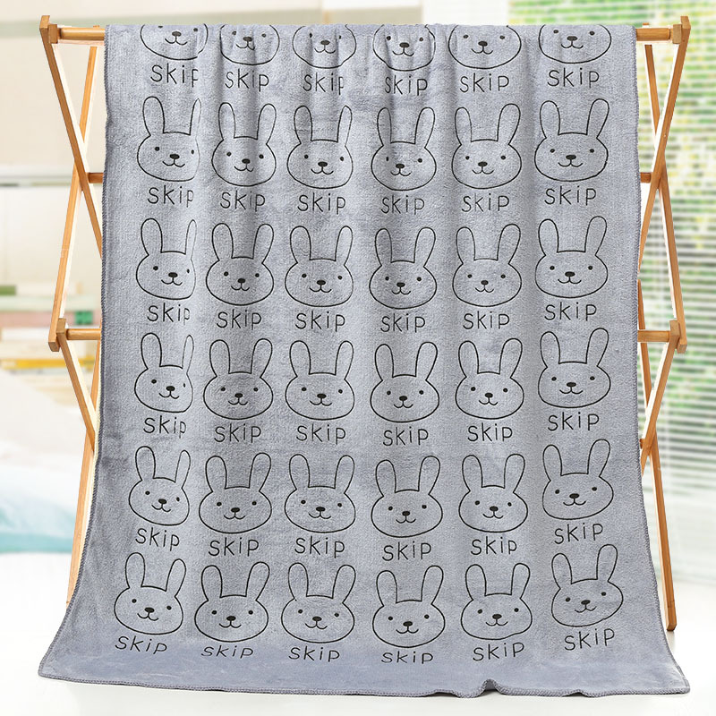 Wholesale Microfiber Bath Towel Absorbent Cartoon Rabbit Head Printed Beach Towel Adult Foreign Trade Towel Soft Lint-Free