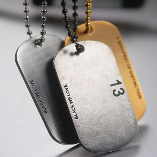 韩国blindreason 1314系列复古银色狗牌身份军牌男女情侣吊坠项链