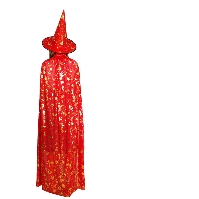 Halloween Cloak Children Adult Makeup Costume Props Gilding Pumpkin Cloak Witch Witch Cloak Robe