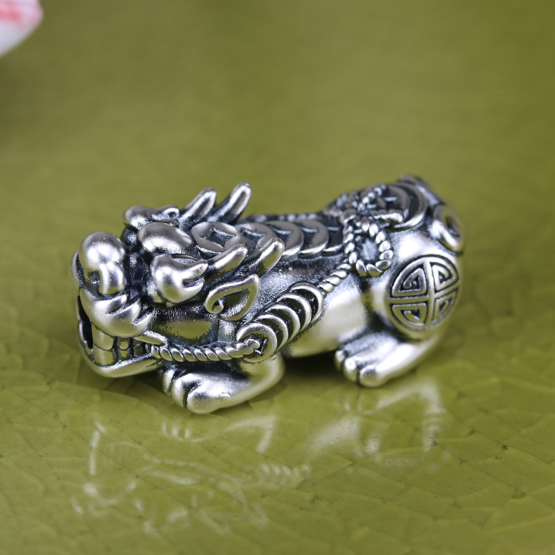 新款999纯银金钱招财复古泰银效果貔貅 路路通diy串珠手链配饰