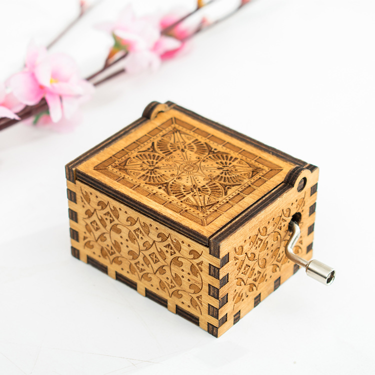 Wooden Hand-Cranked Music Box Toy Stall Decoration Wholesale Painted Carved Music Box Various Styles Boutique Gift