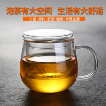 友德堂耐热创意潮流韩版可爱玻璃杯水杯韩国女带盖杯子透明花茶杯