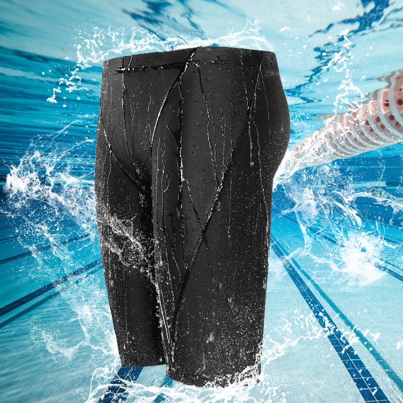 2024 Men's Swimming Trunks Shark Skin Swimming Pant Belt Swimming Cap Men Swimming Supplies Five-Point Swimming Trunks in Stock Wholesale