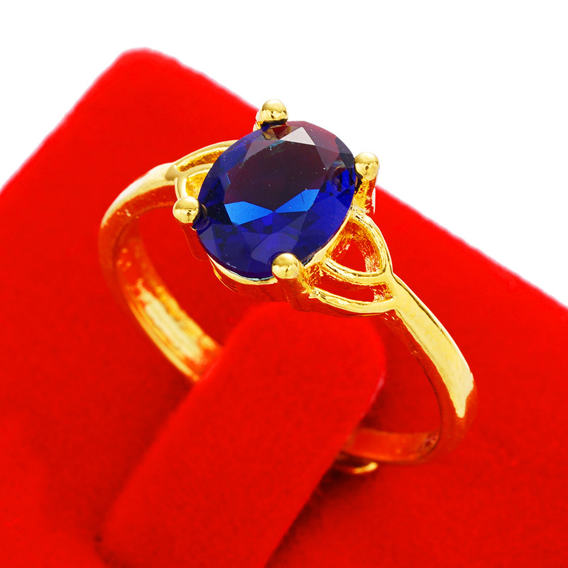 Sand Gold Imitation Color Red Gem Women's Ring Does Not Fade for a Long Time Niche Imitation Tourmaline Diamond Ring Inlaid Imitation Jade Open Ring