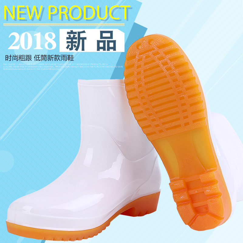 3531新款PVC女款低筒雨靴1305白色防滑牛筋低帮雨鞋工作水鞋批发