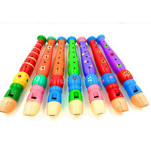 木制卡通笛子 木质儿童竖笛 6孔小短笛 吹奏乐器婴幼儿益智玩具