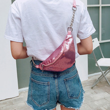 2024韩版新款时尚单肩挎包腰包潮小亮片个性女士链条胸包厂家直销