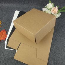 现货13x13x5.5cm牛皮白卡盒子  正方形中性纸盒 两头开木色包装盒