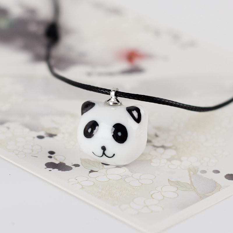 Ceramic Panda Meow Necklace Female Couple Bone Whistle Sweater Chain Long and Simple Small Jewelry Wholesale Stall Product Hot