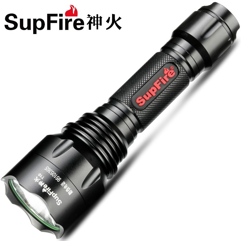 批发supfire神火强光手电筒t10户外防身骑行夜钓t6 led手电可充电