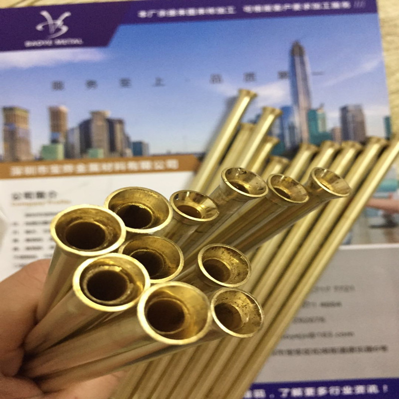 黄铜管扩口喇叭口缩口焊接h59 h65精密大小空心铜管切割打磨抛光
