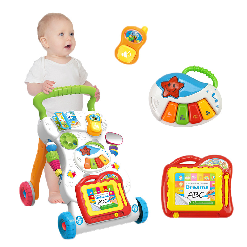 Baby Walker Baby Carriage Music Walker Adjustable Speed Anti-Rollover Baby's Stroller Toy