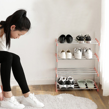 家用组装多层简易鞋架加厚加固不锈钢鞋架防尘收纳架整理置物架