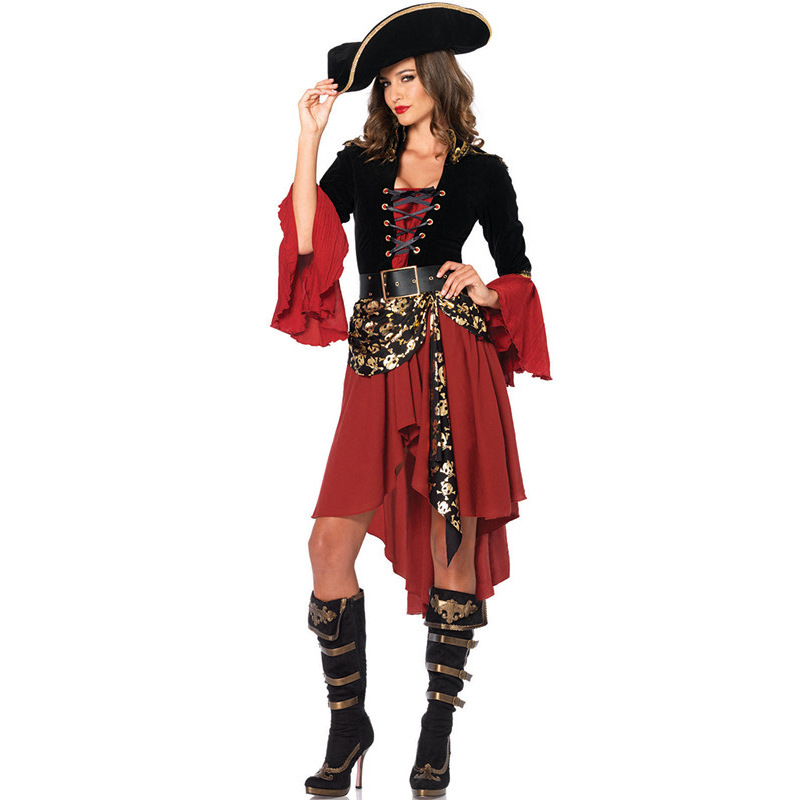 S-3XL大码欧美女士万圣节性感女海盗服装 cosplay 角色扮演制服