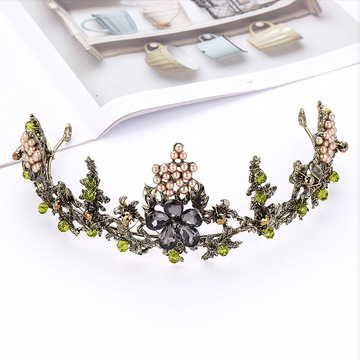 巴洛克复古新娘皇冠结婚头饰黑色礼服演出写真饰品 婚礼礼服头箍