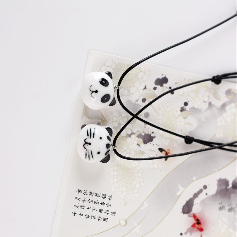 Ceramic Panda Meow Necklace Female Couple Bone Whistle Sweater Chain Long and Simple Small Jewelry Wholesale Stall Product Hot