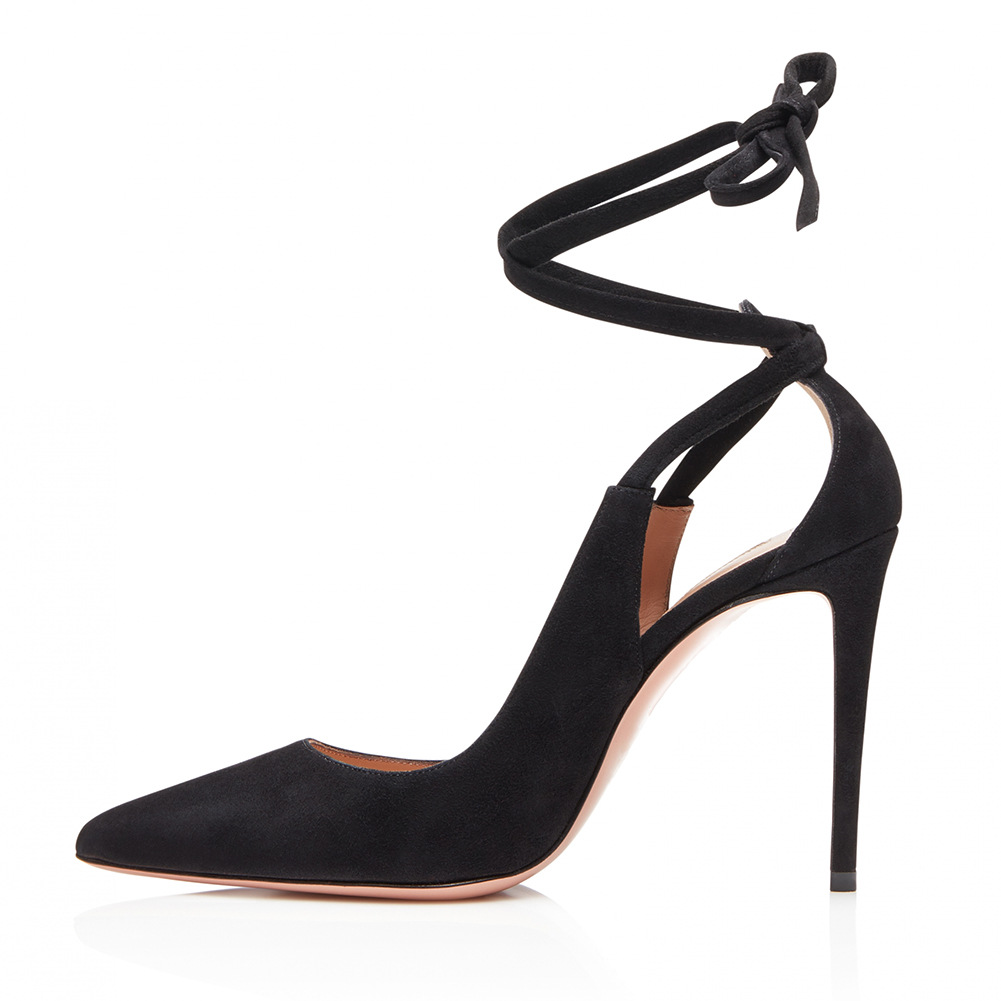 黑色米色脚踝绑带尖头高跟单鞋外贸大码女鞋时装鞋成都跨境货源