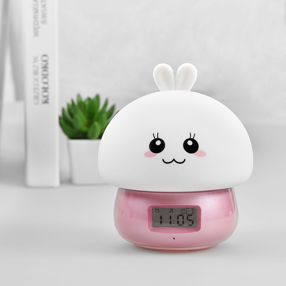 Smart Rabbit Mute Alarm Clock Bedside Night Light Led Student Snooze Clock Digital Little Alarm Clock Soft Light with Sleeping Light