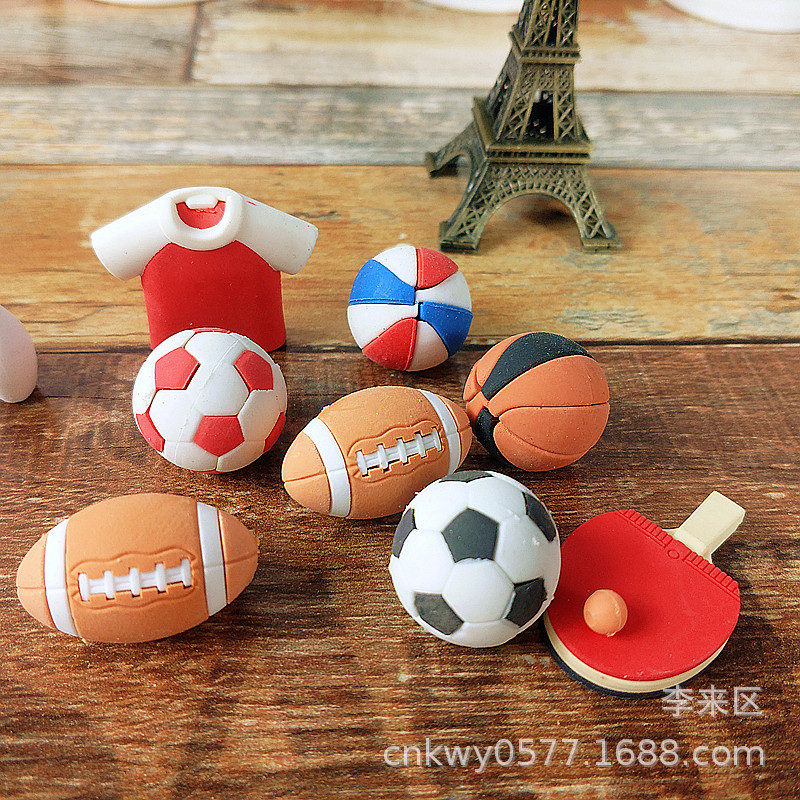 卡通创意橡皮 足球篮球橄榄造型橡皮擦 球类橡皮学生奖品礼品批发