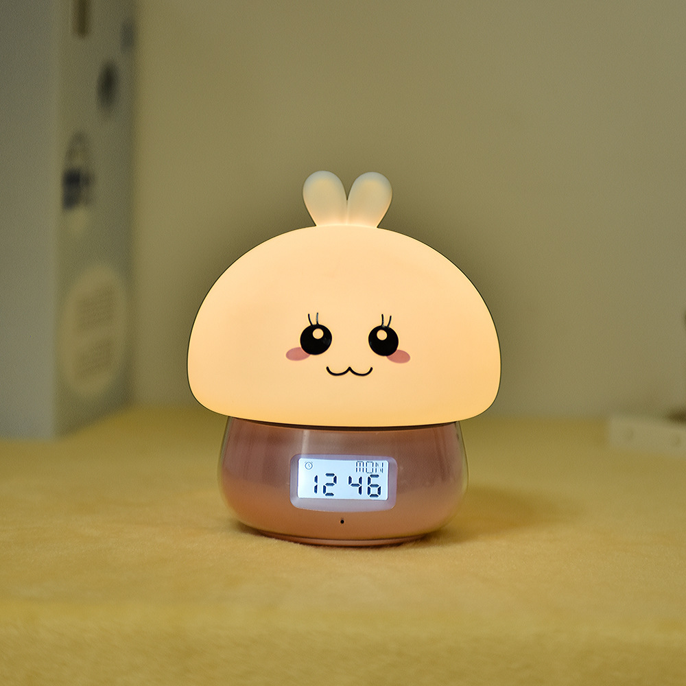 Smart Rabbit Mute Alarm Clock Bedside Night Light Led Student Snooze Clock Digital Little Alarm Clock Soft Light with Sleeping Light