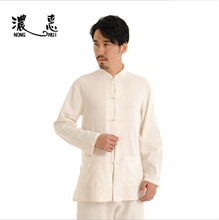 亚麻棉麻男装大码中国风禅修居士服养生服太极服套装禅茶服A012