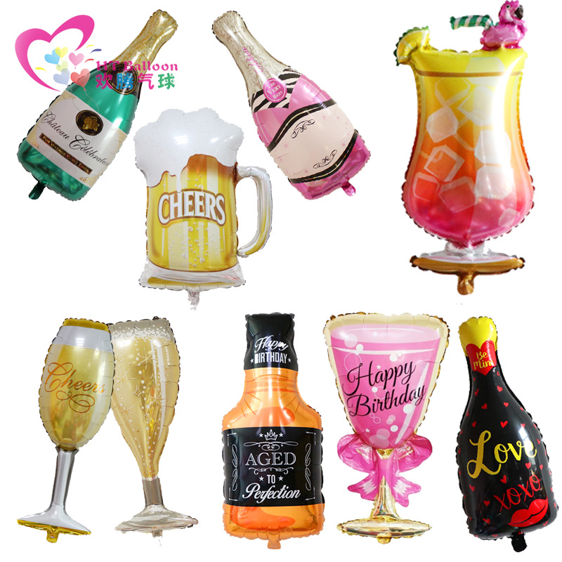 champagne bottle balloon birthday wine glass goblet party party decoration balloon bubble flamingo cocktail