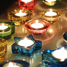 简约现代彩色玻璃烛台创意装饰品婚庆心形爱心蜡烛台工艺品摆件