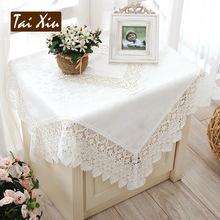 欧式刺绣花边餐桌布台布蕾丝茶几布美式长方形白色镂空盖布桌旗餐